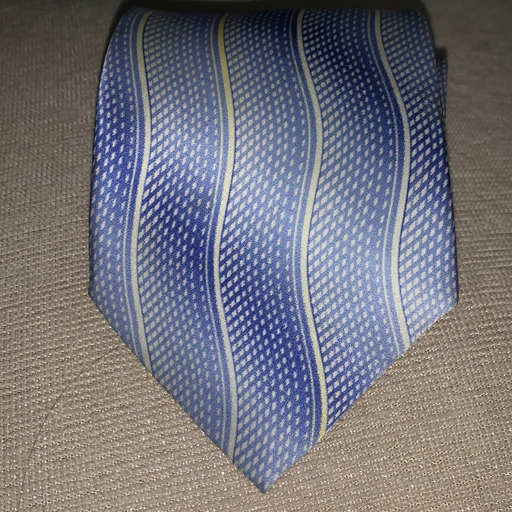 Bruno Conte Blue/Yellow 100% Silk Handmade 61” tie